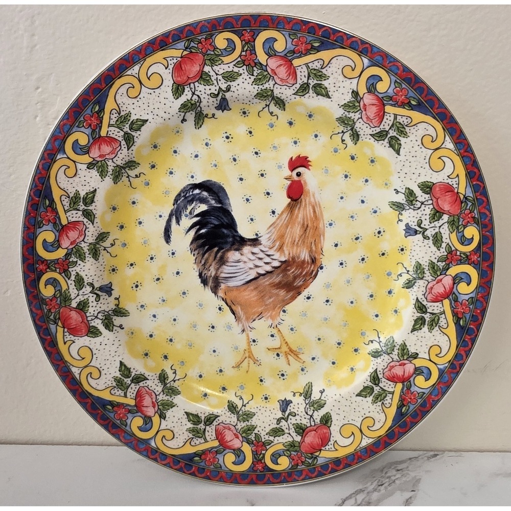 American Atelier Petite Provence 5074 Rooster Salad Plates Set of 2 Porcelain - Picture 4 of 5